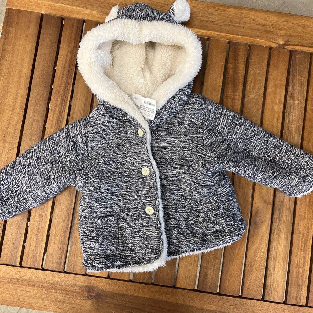 Baby Gap - Infant Fleece Button-Up Jacket - MSRP $55: Grey/White