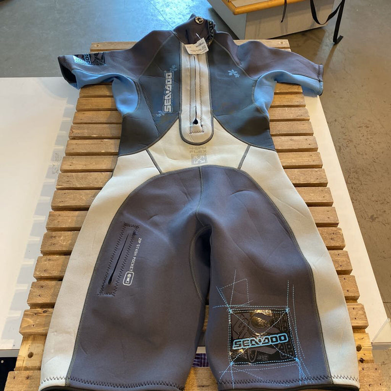 Sea-Doo - Shorty Wetsuit - MSRP $130: Grey Blue --W 9-10