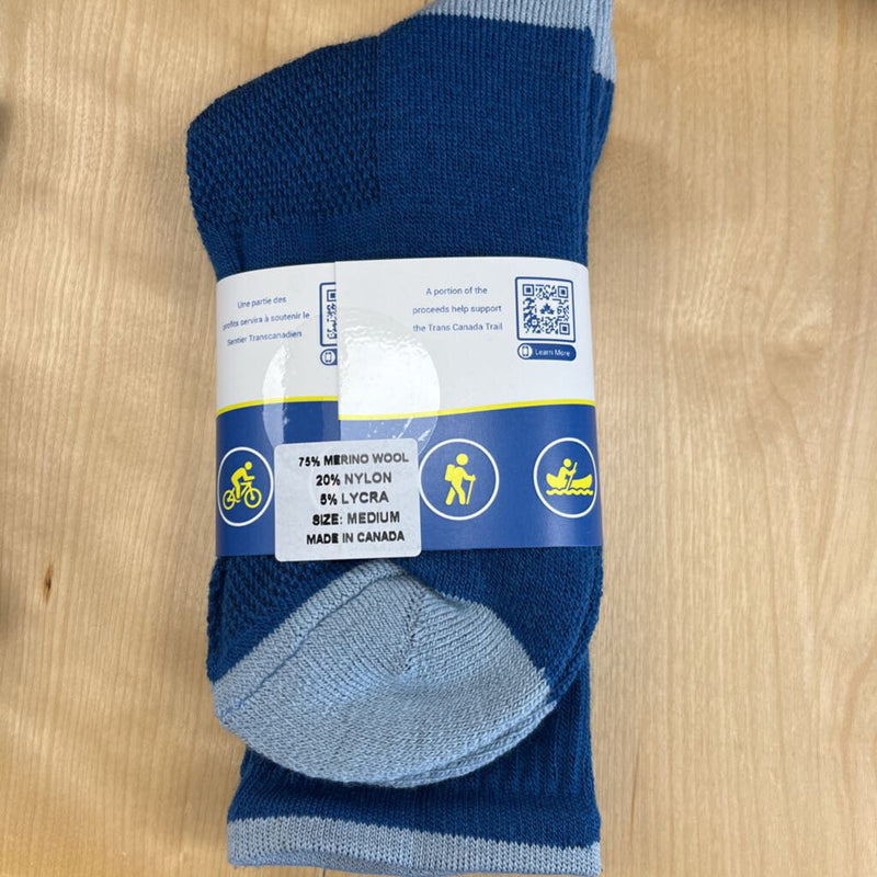 Trans Canada Trail - Merino wool hiking sock: Blue--MD