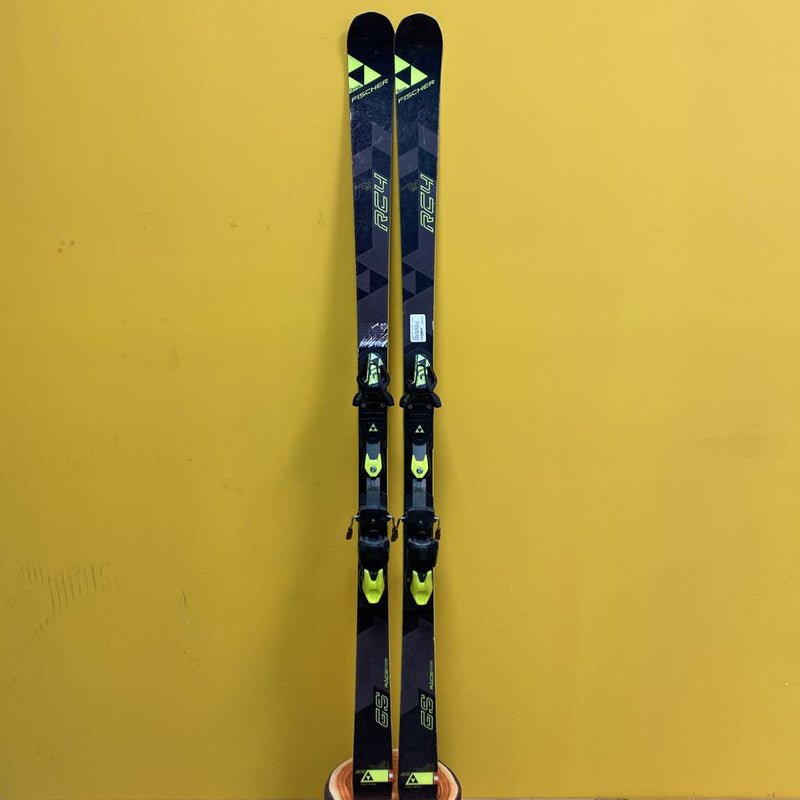 Fischer - RC4 WC GS Downhill Race Skis with Z11 Bindings- MSRP. $1560: black, grey, yellow--165cm