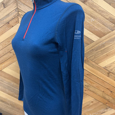 icebreaker - Women's Merino 200 1/4-Zip Base Layer Top - MSRP $135: Blue/Pink-women-SM