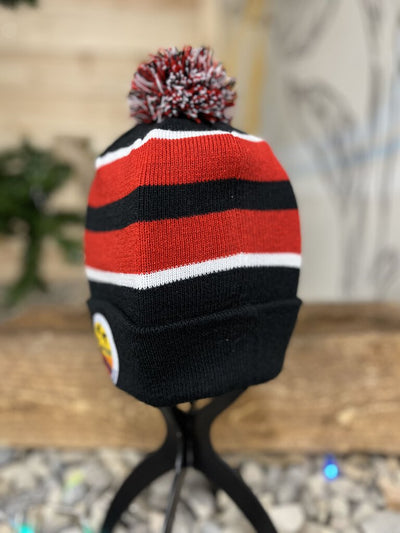 Life Outside- Logo Pom Pom Toque: Black/ Red Stripe -unisex-O/S