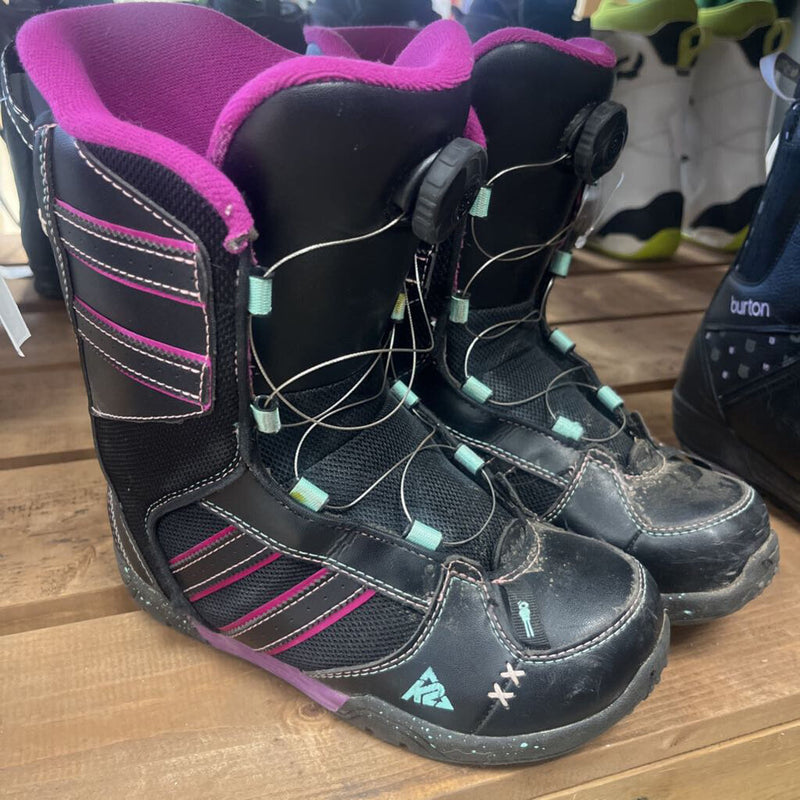 K2 Kat - Snowboard Boots - MSRP $170: Black/Purple-children-5Y