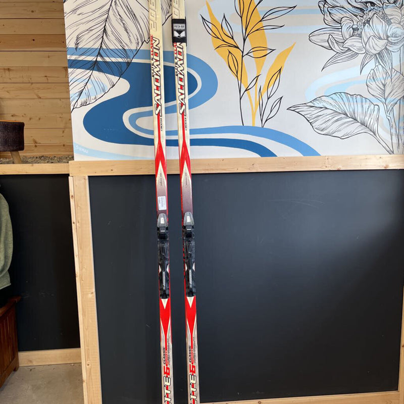 Salomon Elite 6 Classic XC Skis with SNS Pilot bindings. MSRP $270: White/REd--206