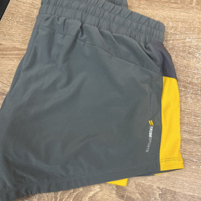 TribeSports - Women's Woven Shorts - MSRP $68: Grey/Yellow-women-LG