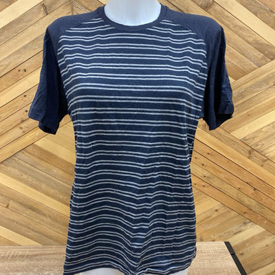 icebreaker - Men's Striped Merino T-Shirt - MSRP $100: Navy/Grey-men-LG