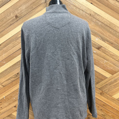 Eddie Bauer - Men's 1/4-Zip Wool-Blend Sweater - MSRP comp $155: Grey/Blue-men-LG