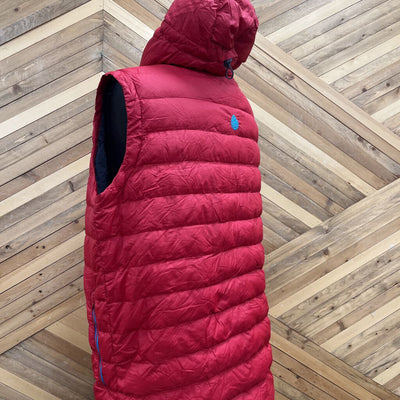 Stio - Men's Hooded Down Vest - MSRP $300: Red/Blue-men-2XL