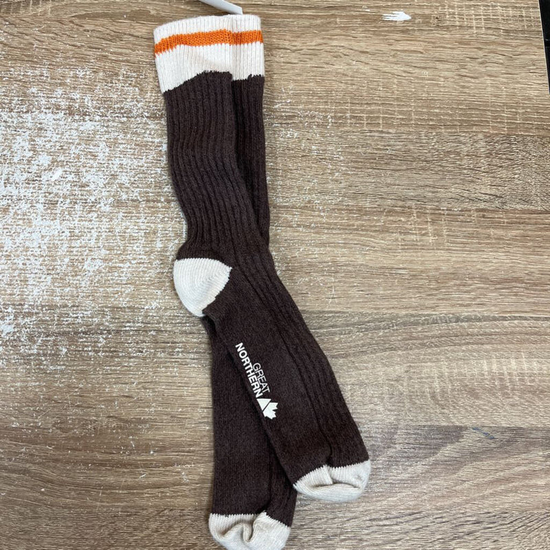 Great Northern - Socks - MSRP $15: Brown/White/Orange-unisex-