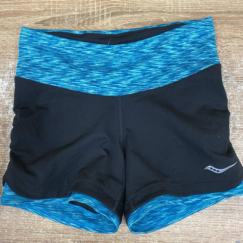 Saucony - Womens Shorts - MRSP comp $55: black, blue-women-SM