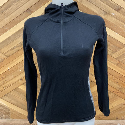 icebreaker - Women's Sport Merino 320 1/4-Zip Hooded Pullover Base Layer Top - MSRP comp $250: Black-women-SM