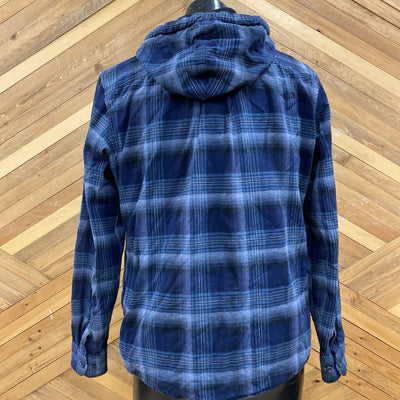 Eddie Bauer - Men's Hooded Flannel Shirt - MSRP $129: Navy/Blue-men-MD