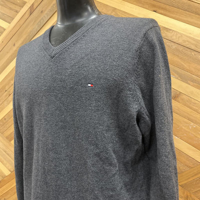 Tommy Hilfiger - Men's V-Neck Sweater - MSRP comp $100: Grey-men-LG