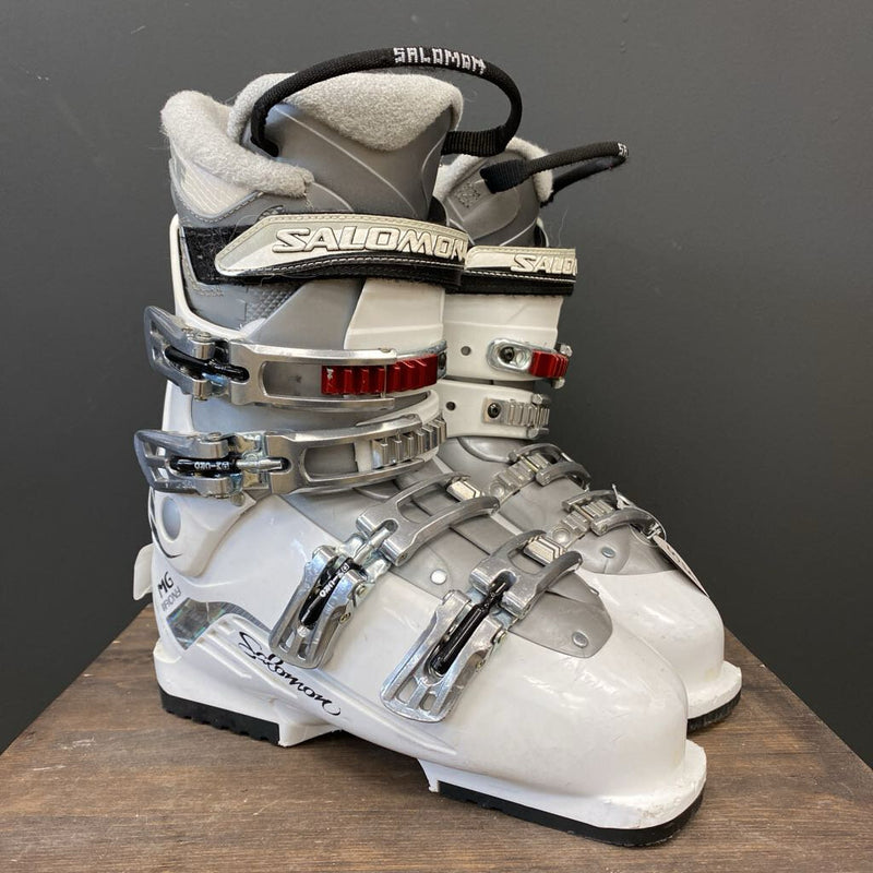 Salomon - MG Irony Downhill Ski Boots - MSRP $270: White/Grey/Red-unisex-25.5