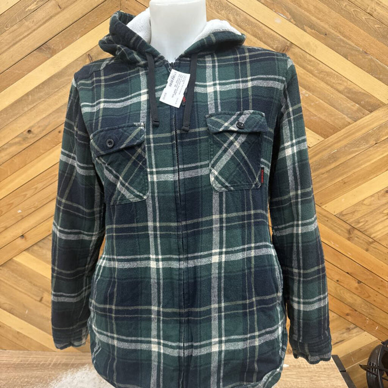 Tough Duck- Fleece lined hooded sweater- MSRP $100: Green Plaid -women-SM