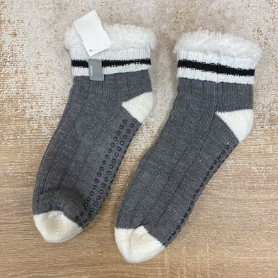 BENCH - Fuzzy Slipper Socks - MSRP $20: Grey-women-SM