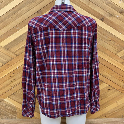 Levi's - Women's Flannel Shirt - MSRP $80: Red/Purple/White-women-XL