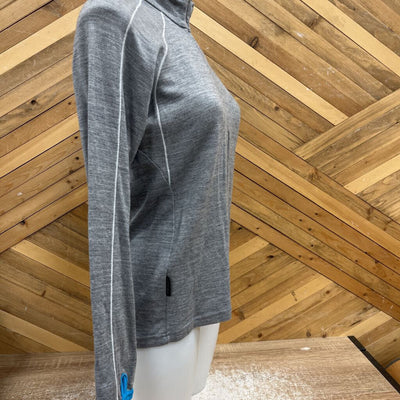 icebreaker - Women's Merino 320 1/2-Zip Baselayer Top - MSRP $230: Grey/Blue-women-MD