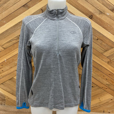 icebreaker - Women's Merino 320 1/2-Zip Baselayer Top - MSRP $230: Grey/Blue-women-MD