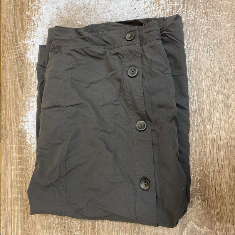 Tilley- long button skirt- MSRP $100: Army Green -women-18