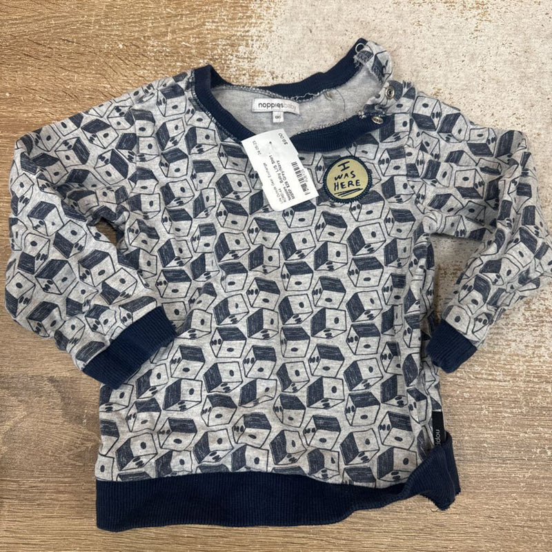 Noppies - Baby L/S Shirt - MSRP $28: Grey/Navy-infant-