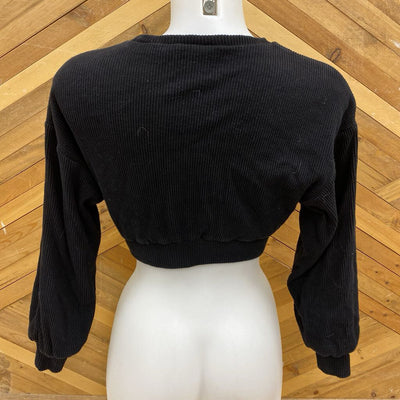 Bo+Tee - Women's Cropped Sweatshirt: Black-women-SM