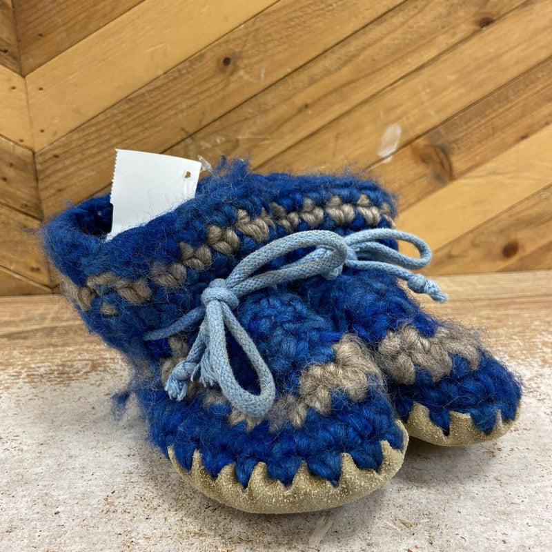 Padraig - Infant Knit Slippers - MSRP $55: Blue-children-