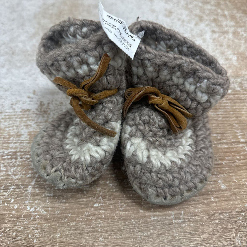 Padraig - Infant Knit Slippers - MSRP $55: Brown/White-infant-