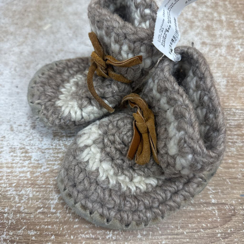 Padraig - Infant Knit Slippers - MSRP $55: Brown/White-infant-