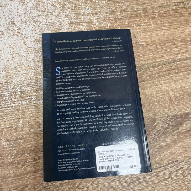 Sea Kayaking: A Manual for Long-Distance Touring by John Dowd - MSRP $25: --