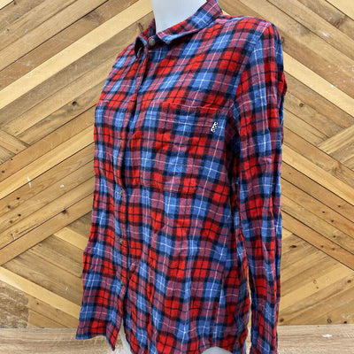 Vans - Women's Flannel Shirt - MSRP $75: Red/Blue-women-XL