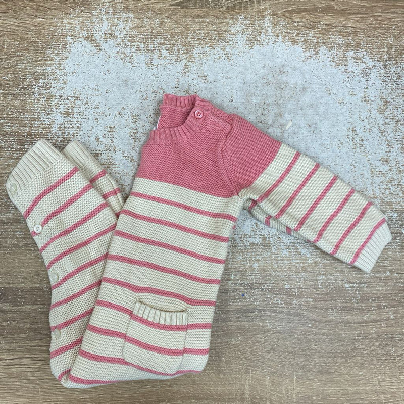 Gap - Baby Knit One-Piece: Pink/White-infant-12-18M