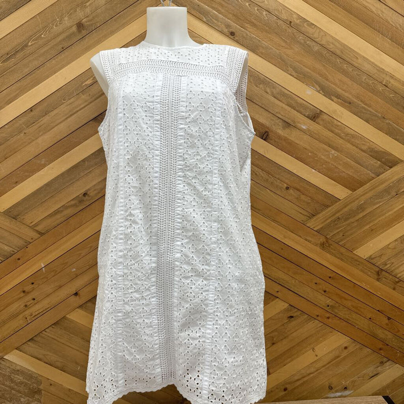 Denver Hayes- eyelet lace dress- MSRP $70: White -women-LG