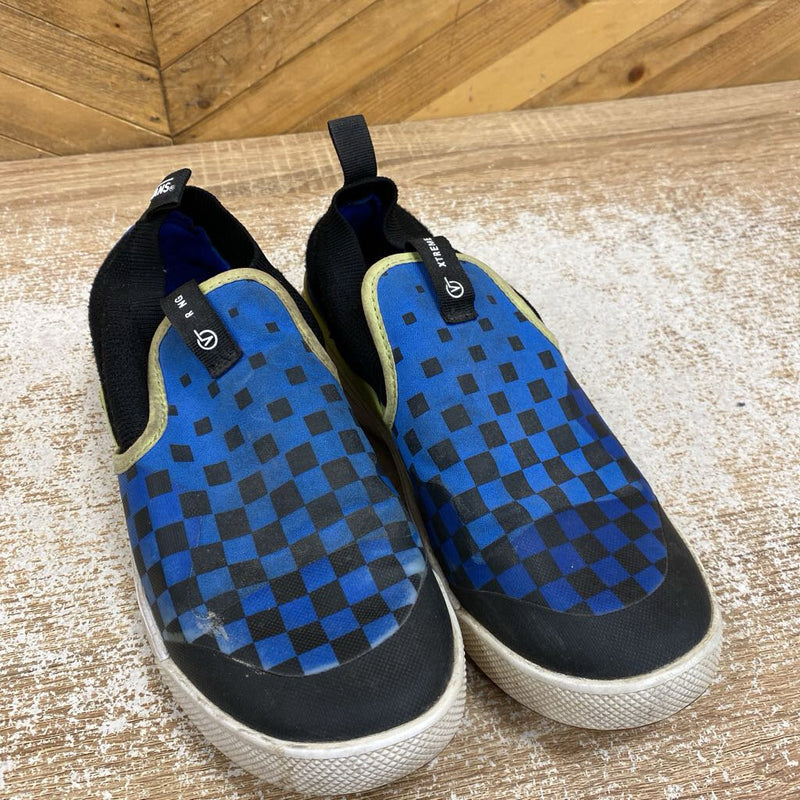 Vans- checkerboard kids shoe- MSRP $56 : Blue Black -unisex-4 Y