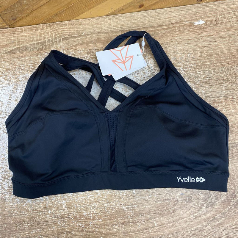 Yvette - sports bra- MSRP $50: Black -women-XXL