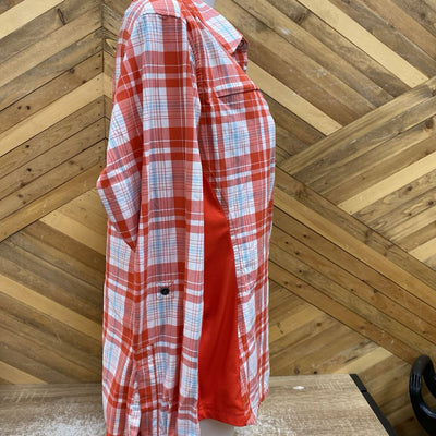 Eddie Bauer - woman's whittaker button shirt- MSRP $ 89: red plaid -women-Xl