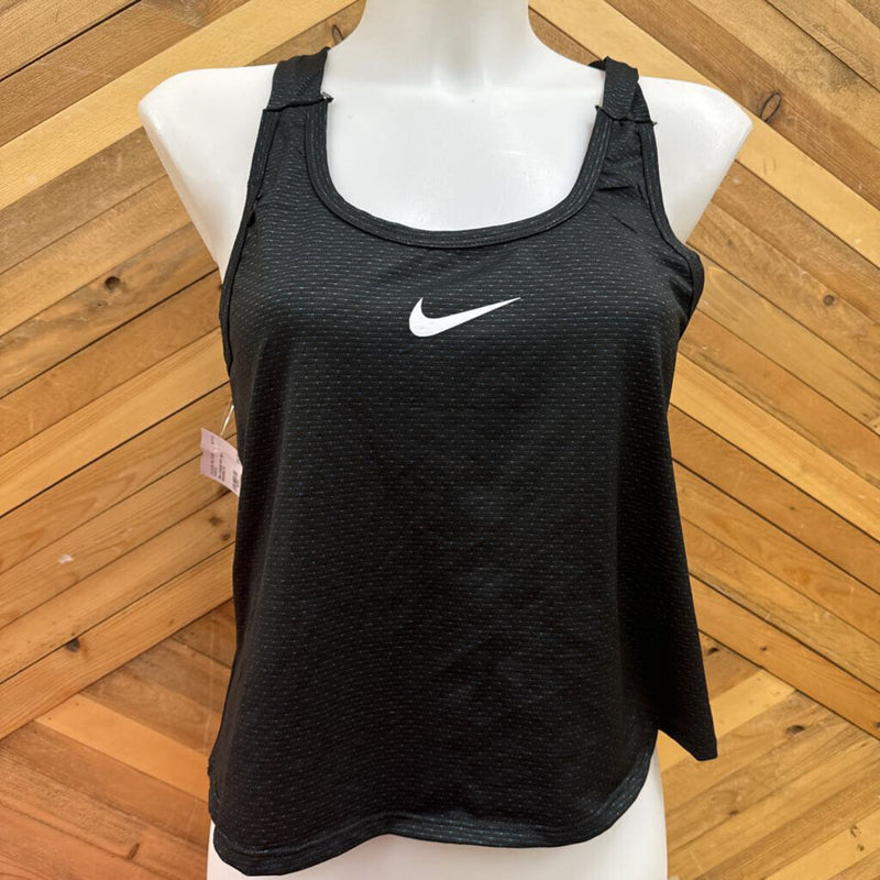 Nike- cropped tank top- : black/blue--LG