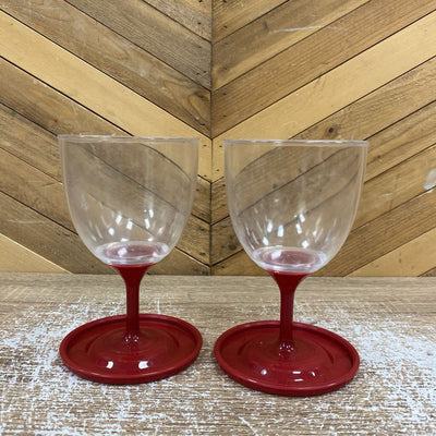 Packable Wine Glasses: Red/Clear--Set of 2