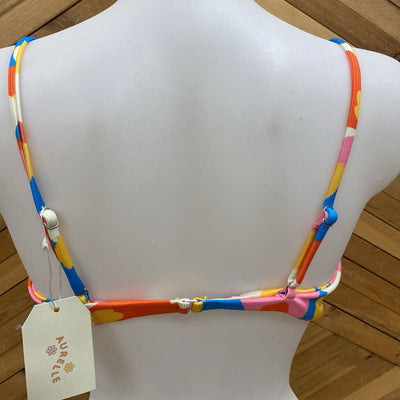Aurelle - Women's Bikini Top - MSRP $62: Blue/yellow/pink flowers-women-XL