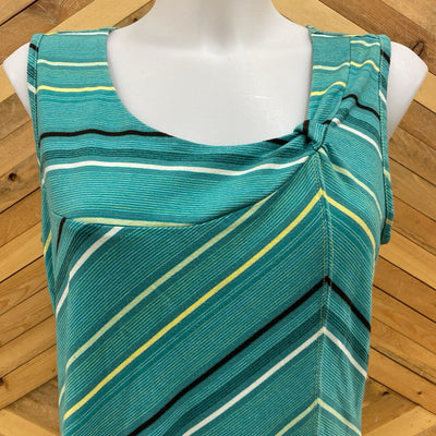 Royal Robbins - Women's Striped Summer Dress - MSRP $130: Turquoise / Yellow / White / Brown-women-