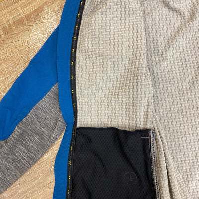 Louis Garneau - Women's Grid Fleece Jacket - MSRP comp $120: Blue / Red / Grey-women-MD