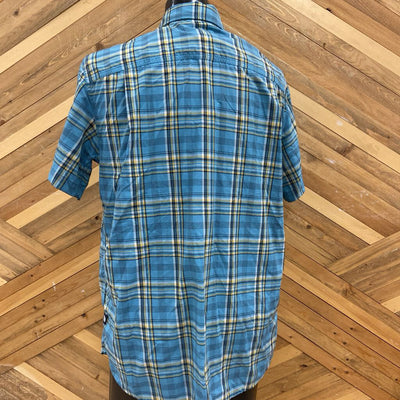 The North Face - Men's S/S Button-Up Hiking Shirt - MSRP $100: Blue/Yellow-men-LG