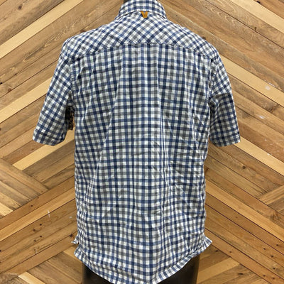 Outdoor Research - Men's Discovery S/S Button-Up Shirt - MSRP comp $90: White/Blue/Grey-men-LG