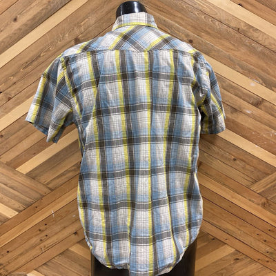 Patagonia - Men's Three Trees S/S Button-Up Shirt - MSRP comp $99: White/Grey/Blue/Yellow-men-LG