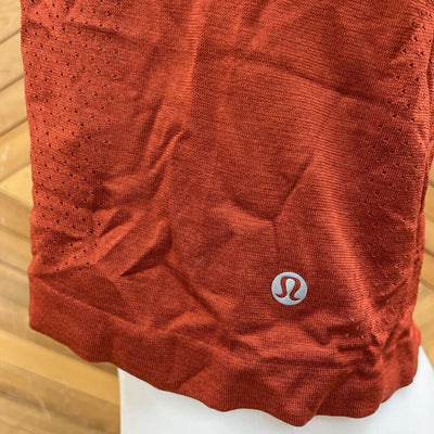 Lululemon - Women's Breathable Cropped Tank Top: Orange-women-