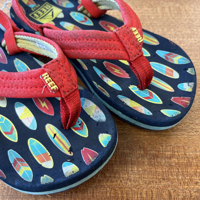 Reef - Kids' Surfboards Flip Flops - MSRP $40: Red / Blue / Yellow-children-11/12T