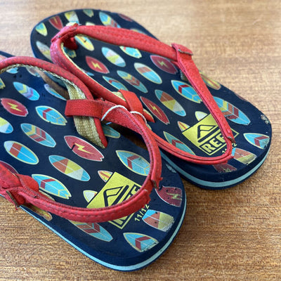 Reef - Kids' Surfboards Flip Flops - MSRP $40: Red / Blue / Yellow-children-11/12T