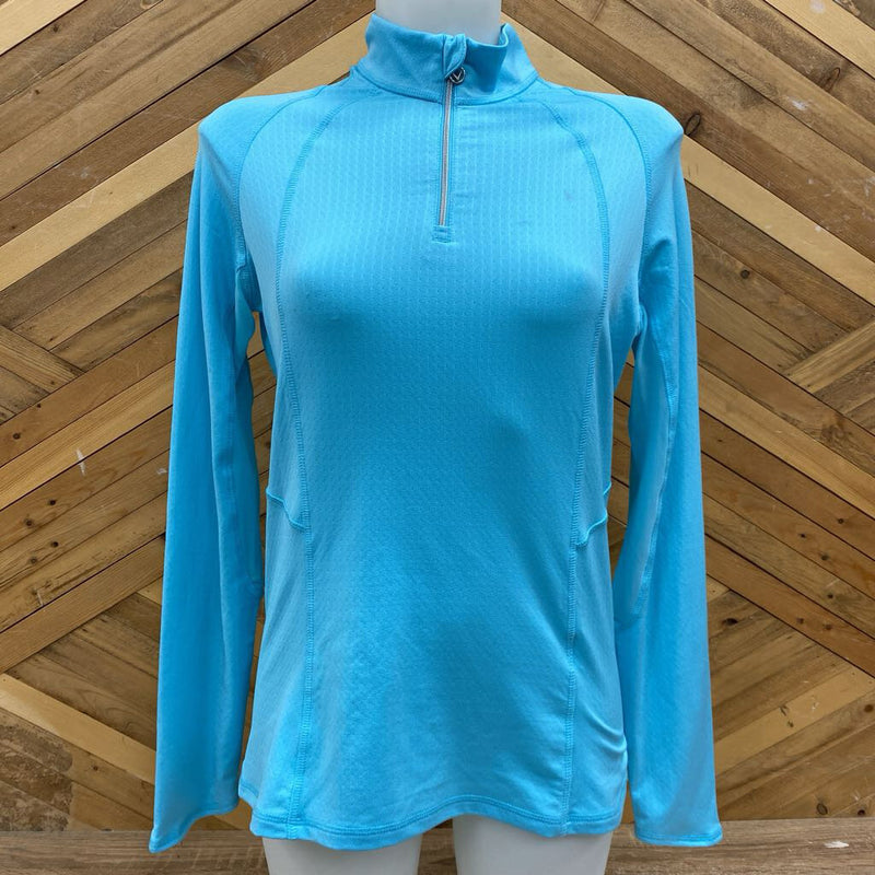 Callaway - l/s 1/4 zip Shirt - MSRP$80: Blue/White-women-MD