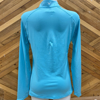 Callaway - l/s 1/4 zip Shirt - MSRP$80: Blue/White-women-MD