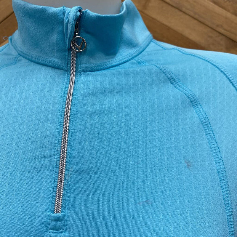 Callaway - l/s 1/4 zip Shirt - MSRP$80: Blue/White-women-MD